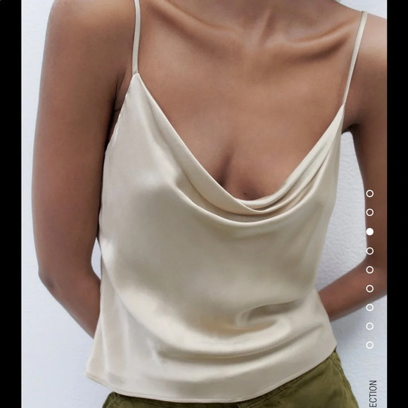 Zara Satin Effect Camisole - Size Small Taupe Grey - Picture 2 of 12